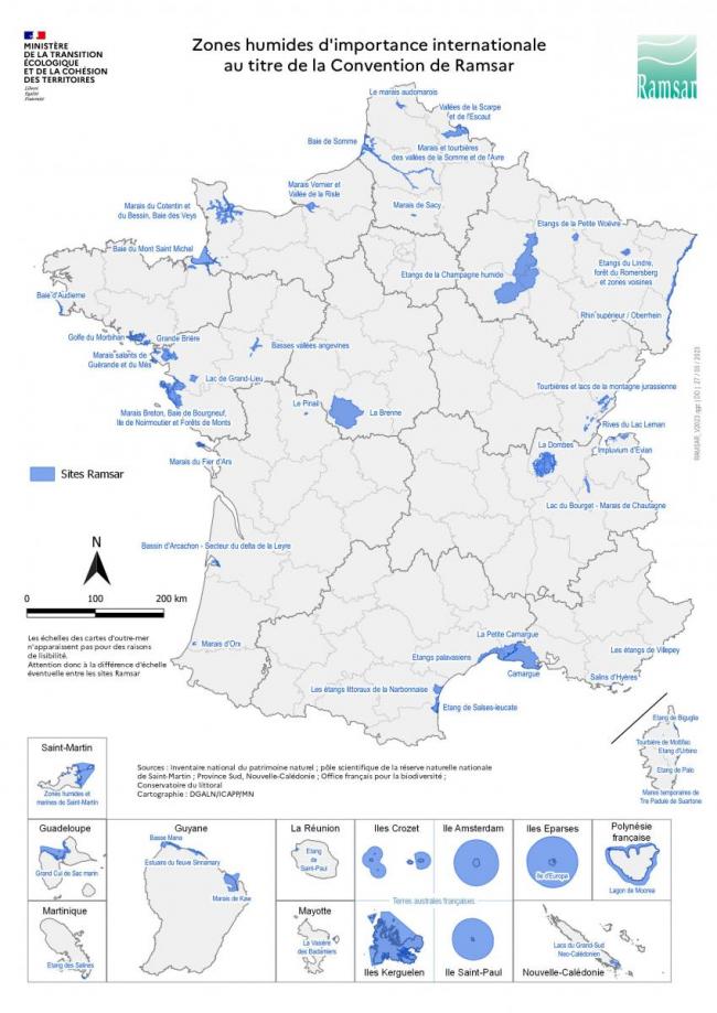 Les sites Ramsar en France en 2021